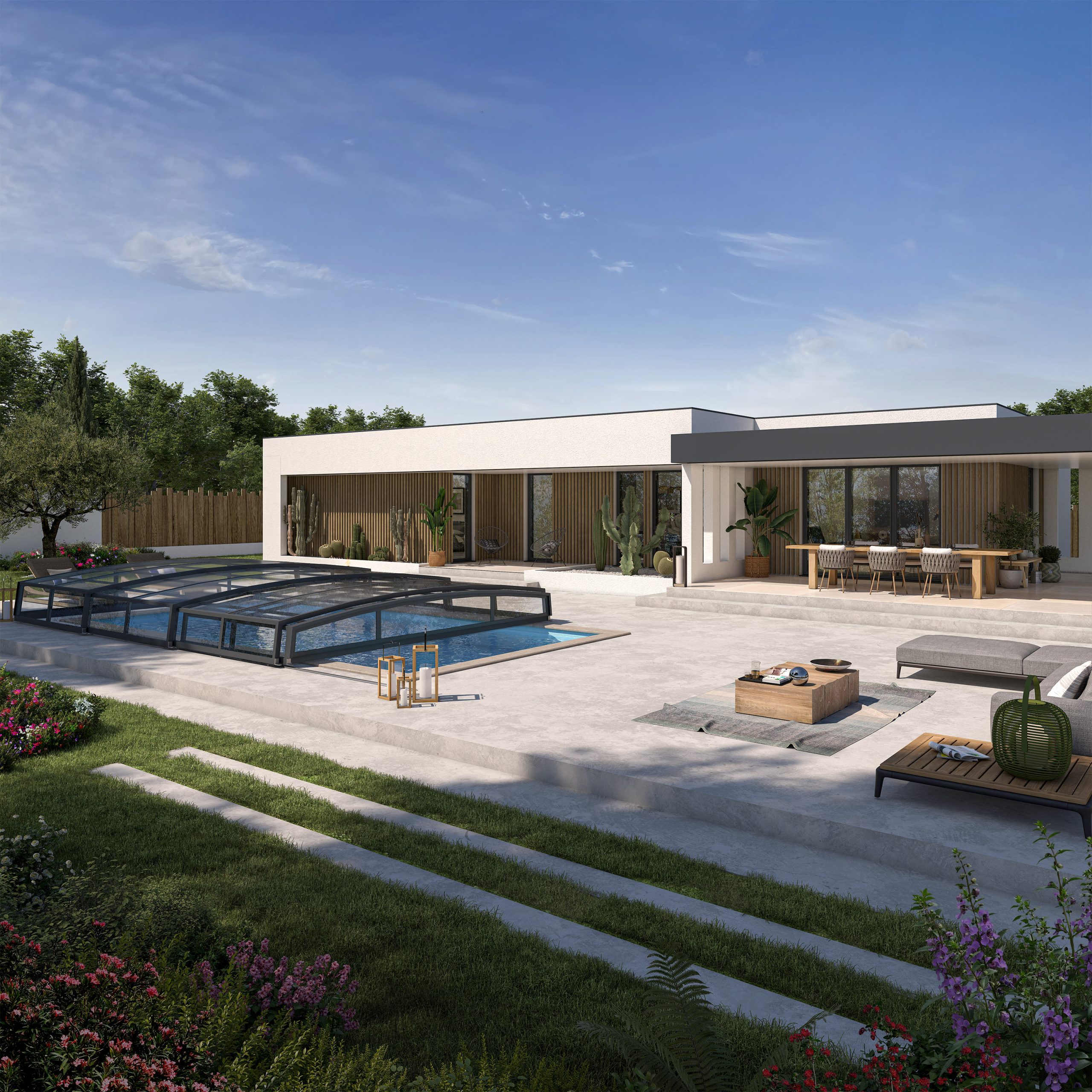 Pool enclosure open position